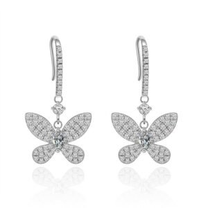 Butterfly silver pendant earrings