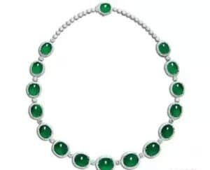 18 karat gold and jade necklace