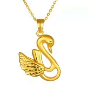 3D solid gold swan pendant