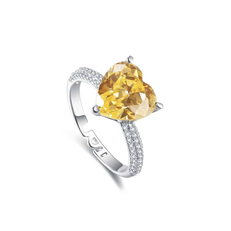 Gemstones ring yellow heart stones ring