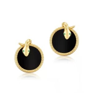 Snakelike gold earrings image