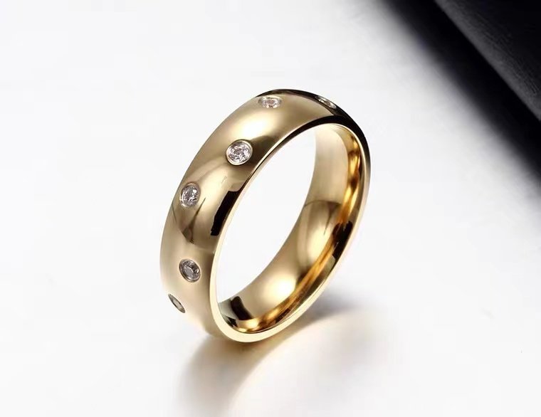 Micro diamond titanium steel ring