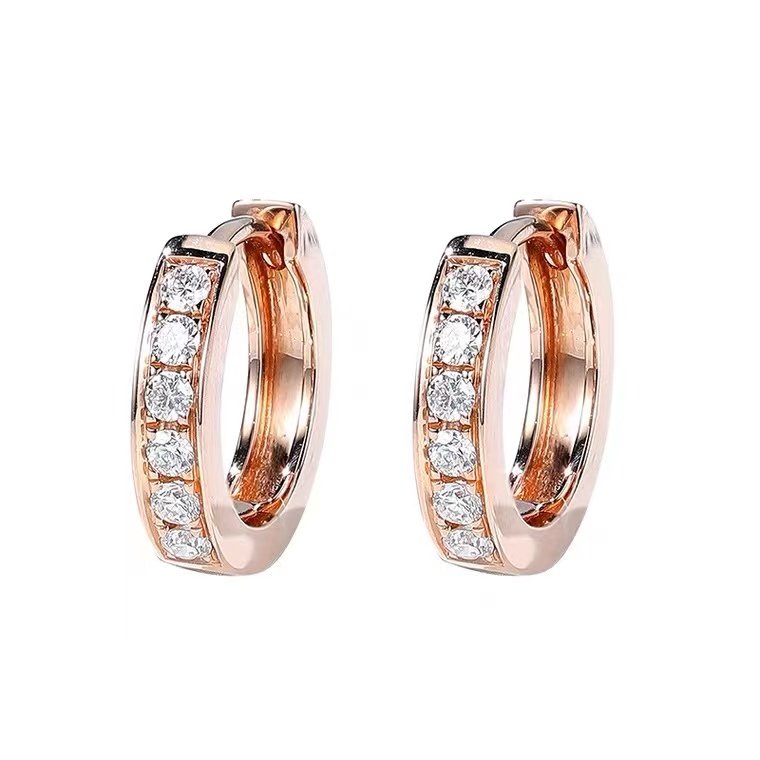 18 karat rose gold earrings with diamonds pic
