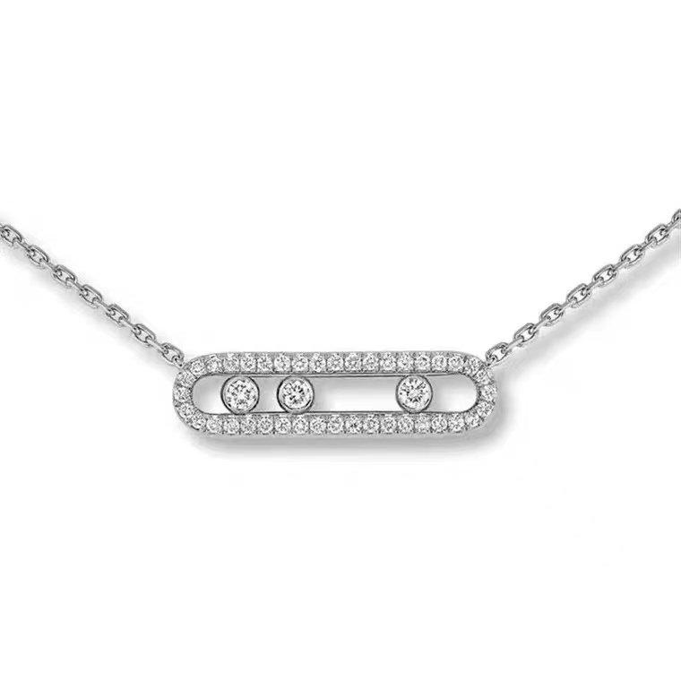 18K platinum diamond sliding necklace pic