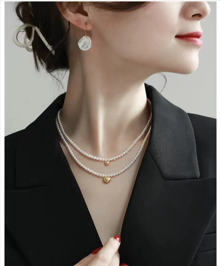 love heart freshwater small pearl necklace pic