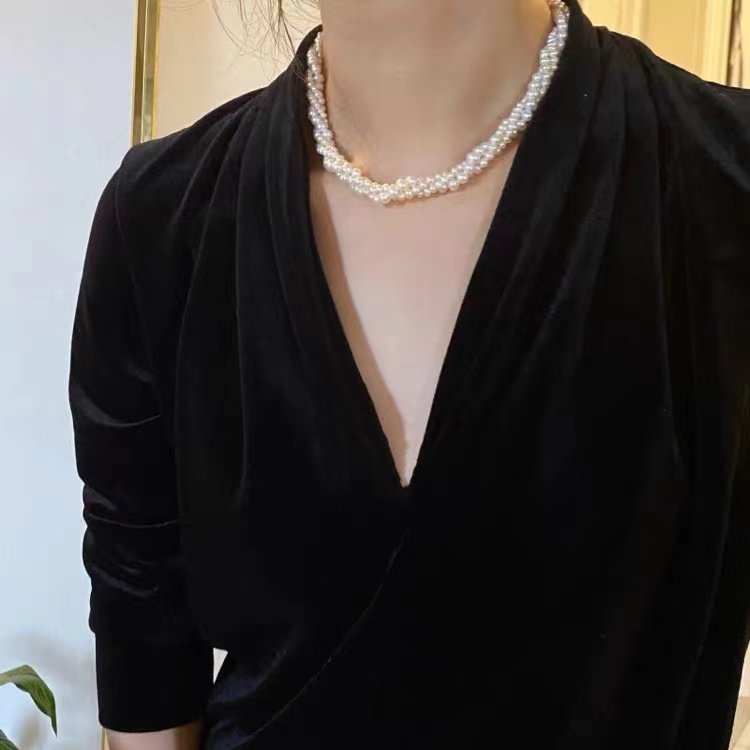 fancy three-layer freshwater pearl necklace pic