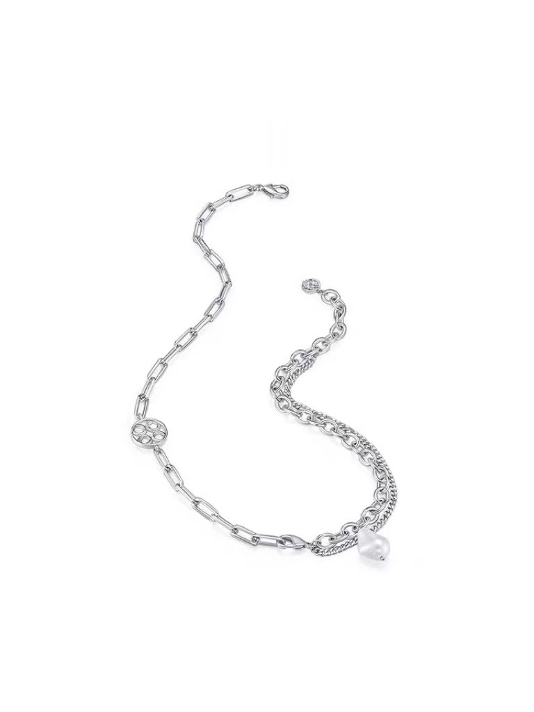 ORANGE CUBE silver necklace pic