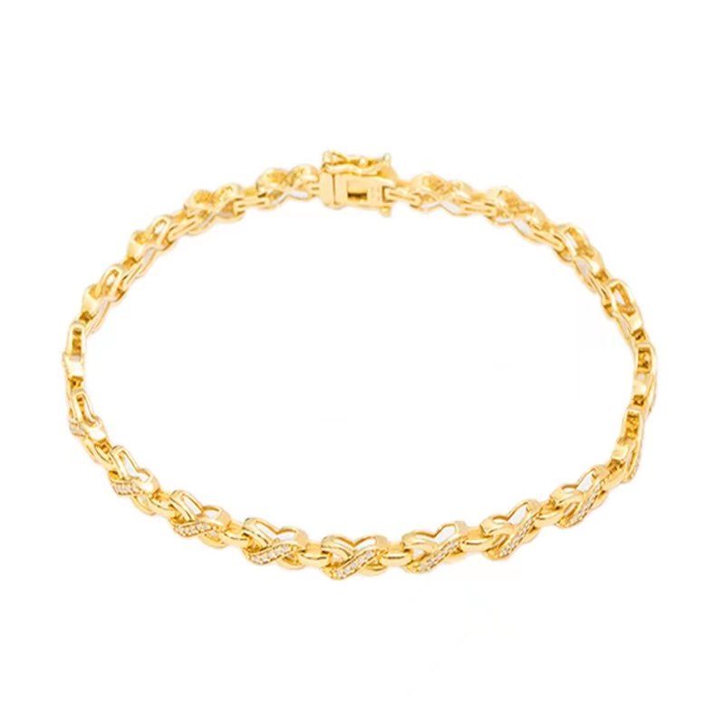 18K gold diamond chain-Romanfeel