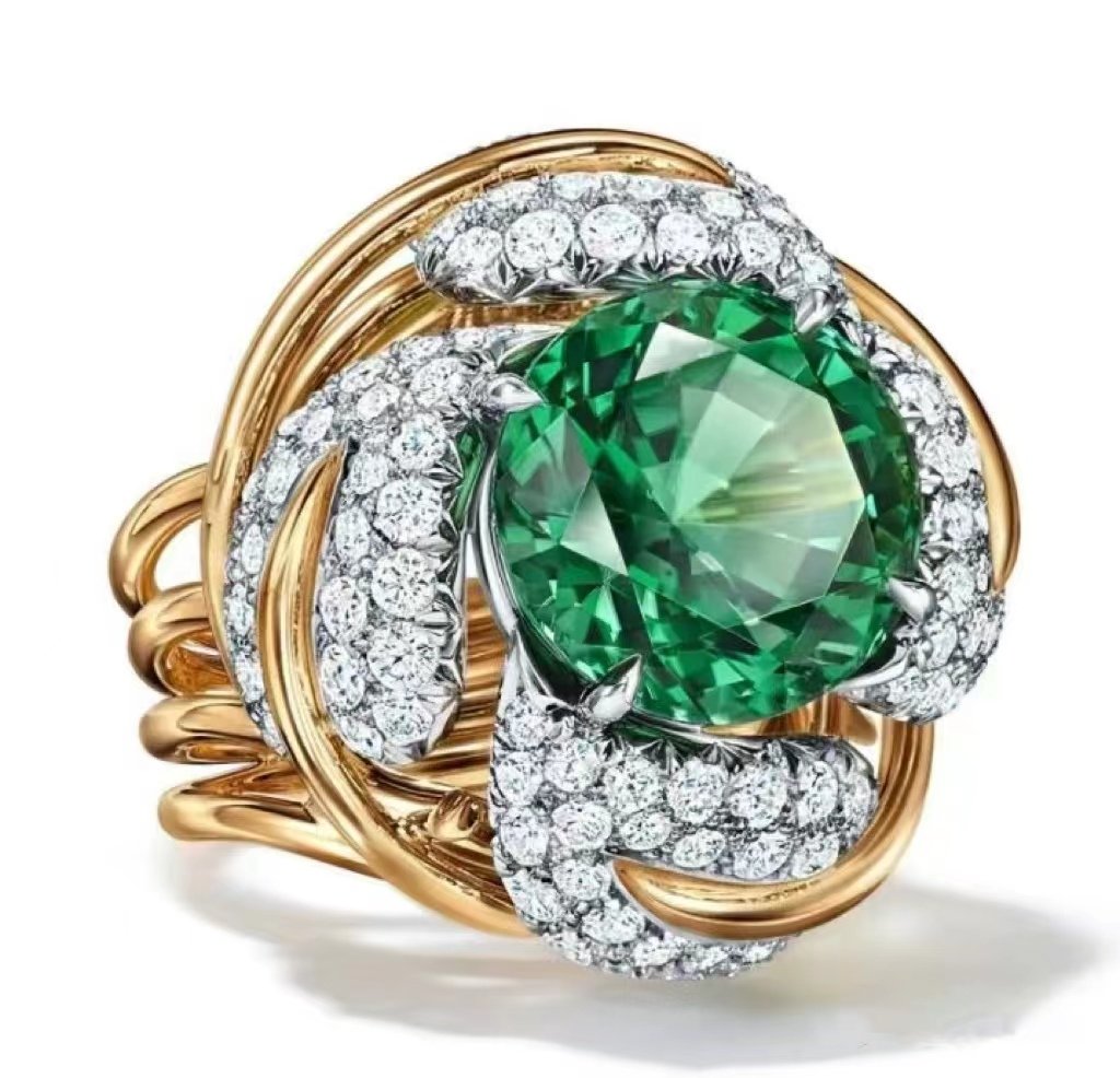 green gem cocktail ring