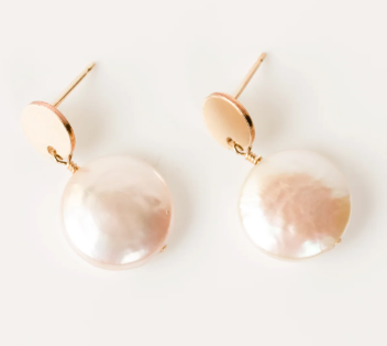 Coin Pearl Drop Earrings