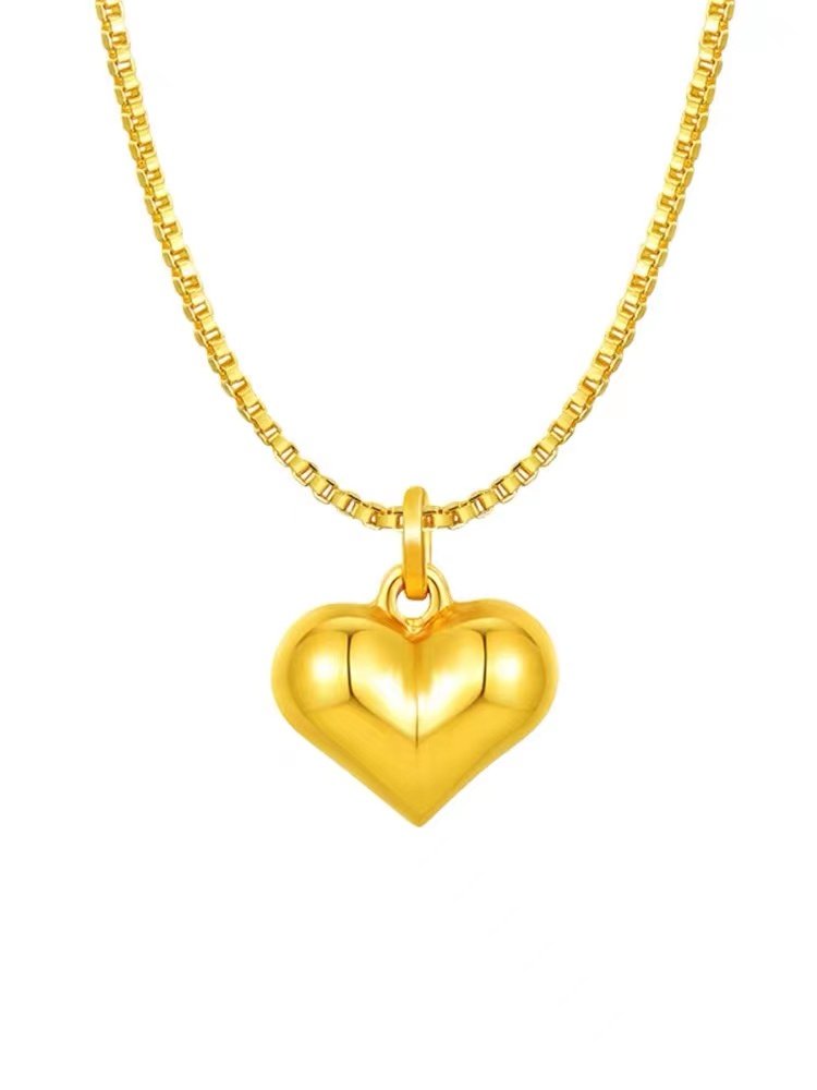 5D hard gold heart pendant