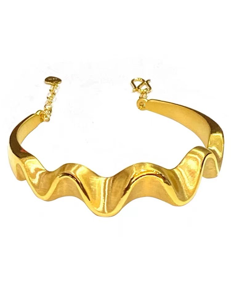 5D hard gold wavy bracelet