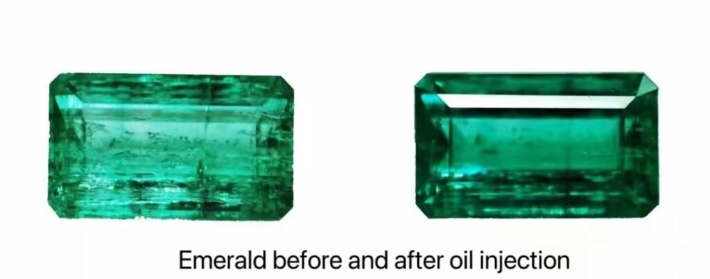 Emerald before and after oil injection image