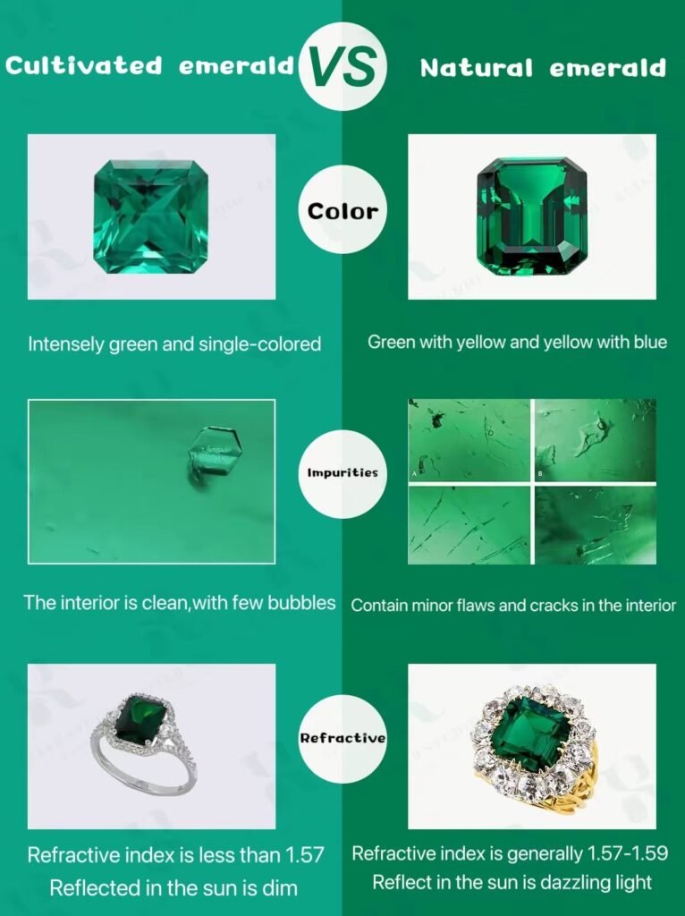 cultivated emerald vs natural emerald image